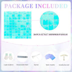 Shimmer Wall Backdrop Blue Wall Panels 24Pcs Square Sequin Shimmer Wall Backdrop Decoration for Birthday Party, alternate