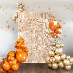 Shimmer Wall Backdrop Champagne 3FTx4FT Glitter Photo Backdrop Square Sequin Panel Background for Bachelorette
