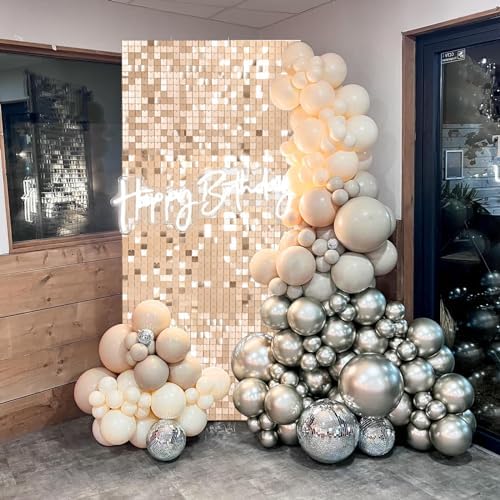 Shimmer Wall Backdrop Champagne 3FTx4FT Glitter Photo Backdrop Square Sequin Panel Background for Bachelorette, alternate
