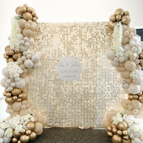 Shimmer Wall Backdrop Christmas Shimmer Wall Panels Light Gold Glitter Wall in 6ftx4ft in Light Gold, alternate view 3