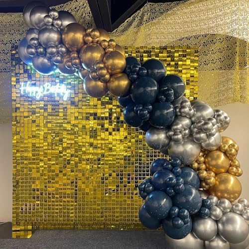 Shimmer Wall Backdrop Gold 24Pcs Sequin Panels Decoration, alternate view 2