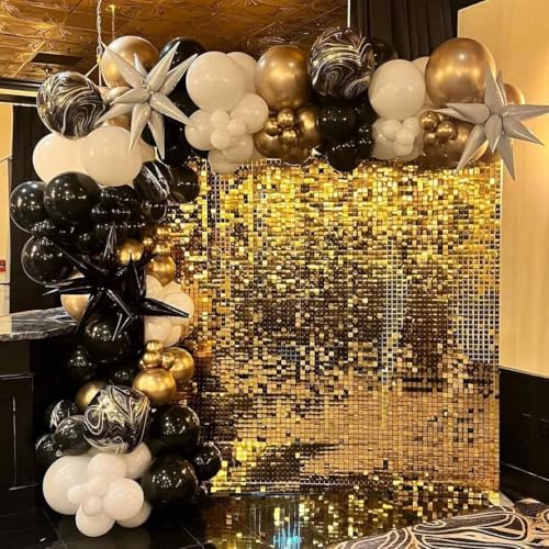 Shimmer Wall Backdrop Gold 24Pcs Sequin Panels Decoration, alternate view 3