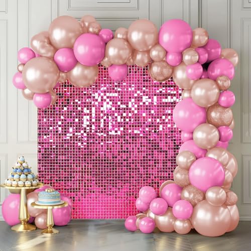 Shimmer Wall Backdrop Hot Pink 24Pcs Sequin Panels Decoration