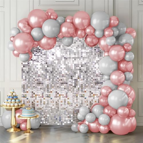 Shimmer Wall Backdrop Iridescent Silver 24Pcs Sequin Panels Decoration