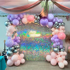 Shimmer Wall Backdrop Iridescent Silver Wall Panels 24Pcs Square Sequin Shimmer Wall Backdrop Decoration for, alternate view