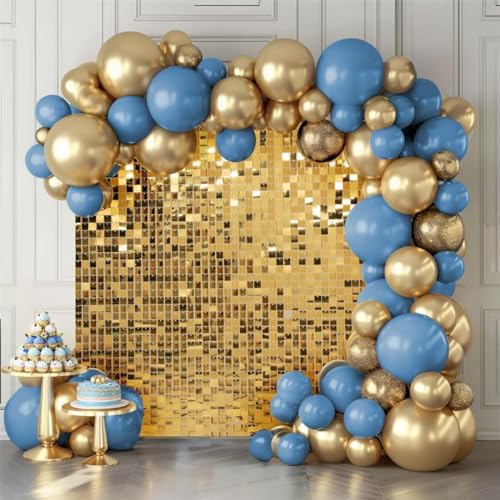 Shimmer Wall Backdrop Light Gold Wall Panels 24Pcs Square Sequin Shimmer Wall Backdrop Decoration for Birthday