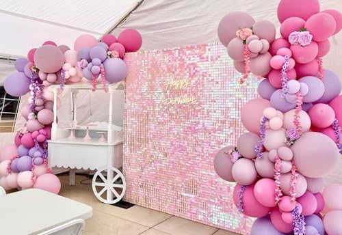 Shimmer Wall Backdrop Pink 24Pcs Sequin Panels Decoration, alternate view 2