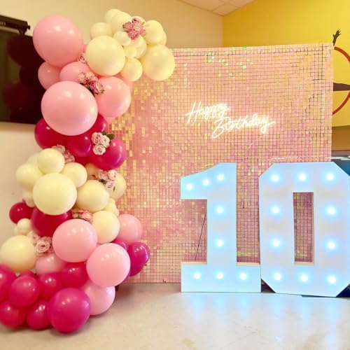 Shimmer Wall Backdrop Pink 24Pcs Sequin Panels Decoration, alternate view 3