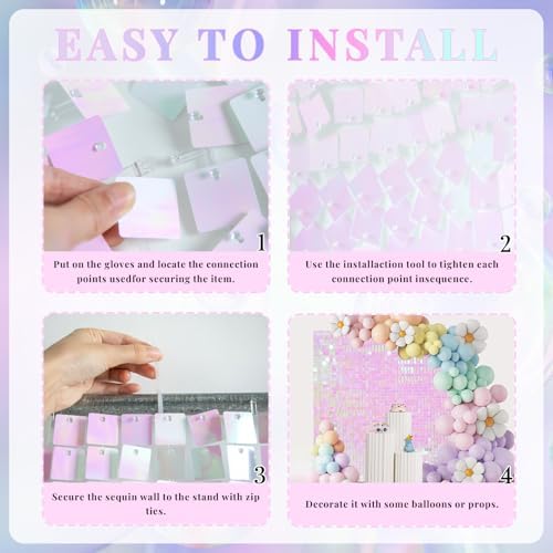 Shimmer Wall Backdrop Pink 24Pcs Sequin Panels Decoration, alternate view 5