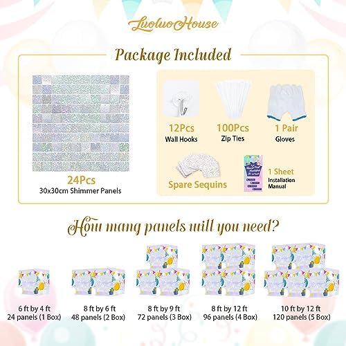 Shimmer Wall Backdrop Sequin Panels 24 Packs-Sparkly Backdrop, alternate view 5