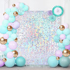 Shimmer Wall Backdrop Sequin Panels 24 Packs-Sparkly Backdrop for Birthday in 6ftx4ft in Iridescent Silver, alternate view 2