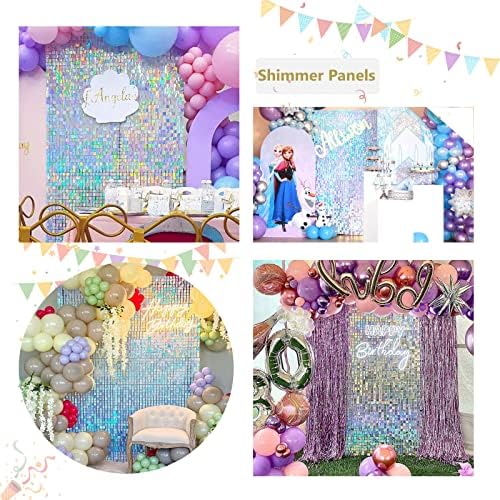 Shimmer Wall Backdrop Sequin Panels 24 Packs-Sparkly Backdrop for Birthday in 6ftx4ft in Iridescent Silver, alternate view 6