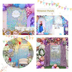 Shimmer Wall Backdrop Sequin Panels 24 Packs-Sparkly Backdrop for Birthday in 6ftx4ft in Iridescent Silver, alternate view 6