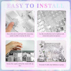 Shimmer Wall Backdrop Silver Wall Panels 12Pcs Square Sequin Shimmer Wall Backdrop Decoration for Birthday, alternate view 5