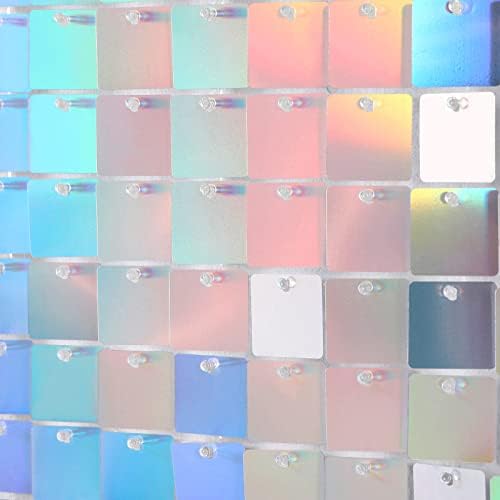 Shimmer Wall Panel Sequin Backdrop Panels 12 Packs-Iridescent Silver, alternate view 6