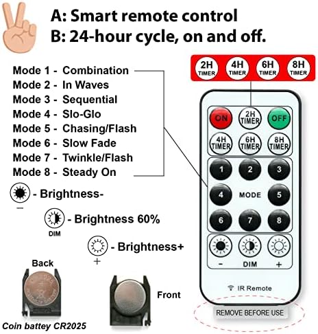 Short Curtain Lights, 3.3x5FT 96LED USB, Remote, 8 Modes & Timer in 3.3x5FT, alternate view 6