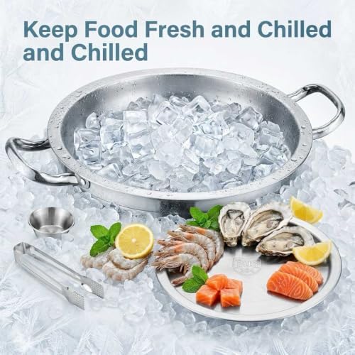 Shrimp Cocktail Serving Dish with Ice Tray, 1-Set 12 Inch Platter in 30inch in Silver, alternate view 6