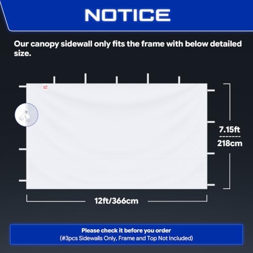 Sidewalls for 12x12 Pop Up Canopy, White (3Pcs Sidewalls Only), alternate view 2