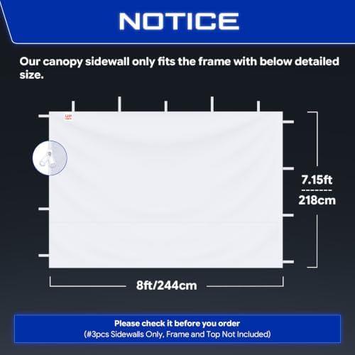 Sidewalls for 8x8 Pop Up Canopy, White (3Pcs Sidewalls Only), alternate view 2