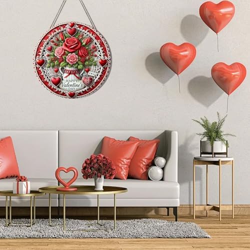 Sign Rose Wreath for Valentines Day Wooden Plaque 12 Inch, alternate view 6
