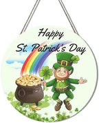 Sign St. Patrick's Day Rainbow and Clover Elf Porch Wreath