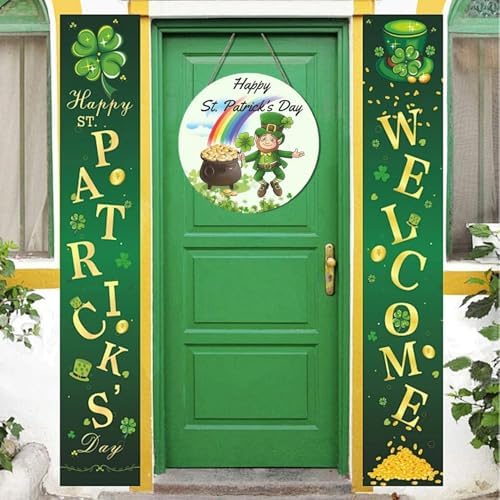 Sign St. Patrick's Day Rainbow and Clover Elf Porch Wreath, alternate view 2