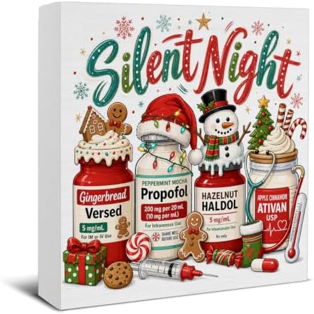 Silent Night Christmas Decor, Funny Medical Christmas Decorations in Night