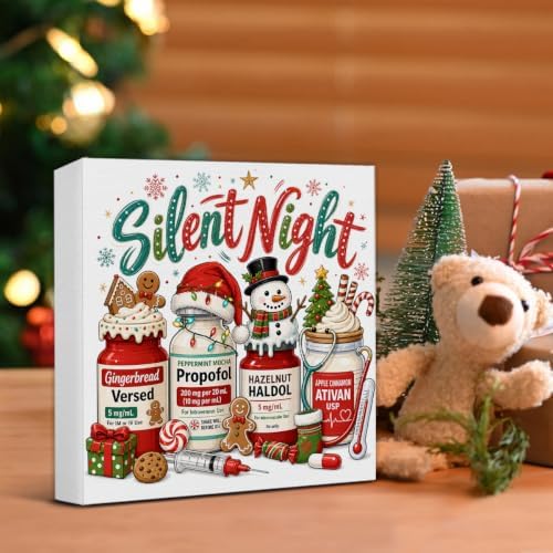 Silent Night Christmas Decor, Funny Medical Christmas Decorations in Night, alternate view 5