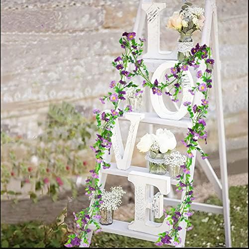 Silk Daisy Flower Garland - Purple Artificial Flower Vine, Hanging Ivy Garland for Wall, Party, Wedding Arch, alternate view