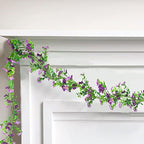 Silk Daisy Flower Garland - Purple Artificial Flower Vine, Hanging Ivy Garland for Wall, Party, Wedding Arch, alternate view
