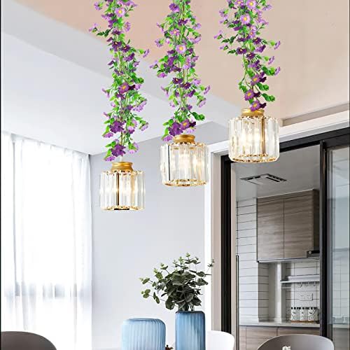 Silk Daisy Flower Garland - Purple Artificial Flower Vine, Hanging Ivy Garland for Wall, Party, Wedding Arch, alternate view