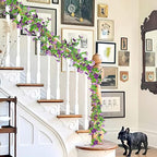 Silk Daisy Flower Garland - Purple Artificial Flower Vine, Hanging Ivy Garland for Wall, Party, Wedding Arch, alternate view