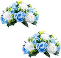Silk Rose Flower Balls for Table Centerpieces, Blue&White, 2Pcs in White/Gold/Grey