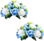 Silk Rose Flower Balls for Table Centerpieces, Blue&White, 2Pcs in White/Gold/Grey