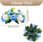 Silk Rose Flower Balls for Table Centerpieces, Blue&White, 2Pcs in White/Gold/Grey, alternate view 3
