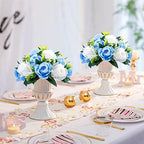 Silk Rose Flower Balls for Table Centerpieces, Blue&White, 2Pcs in White/Gold/Grey, alternate view 4