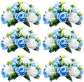 Silk Rose Flower Balls for Table Centerpieces, Blue&White, 6Pcs in White/Gold/Grey