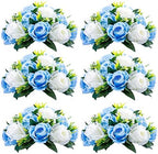 Silk Rose Flower Balls for Table Centerpieces, Blue&White, 6Pcs in White/Gold/Grey