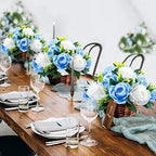 Silk Rose Flower Balls for Table Centerpieces, Blue&White, 6Pcs in White/Gold/Grey, alternate view 5