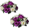 Silk Rose Flower Balls for Table Centerpieces, Purple&White, 2Pcs in Gold/Grey/White