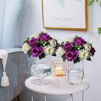 Silk Rose Flower Balls for Table Centerpieces, Purple&White, 2Pcs in Gold/Grey/White, alternate view 4
