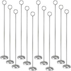 Silver 12 Pcs Table Number Holders 15 Inch Number Stand Place Card Holder for Photos, Food Signs, Memo Notes