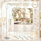 Silver 12 Pcs Table Number Holders 15 Inch Number Stand Place Card Holder for Photos, Food Signs, Memo Notes, alternate view