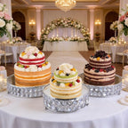 Silver 8/10/12 Inch Crystal Cake Stand Set Round Cake Stand with Crystal Bling Pendants Dessert Table Display, alternate view