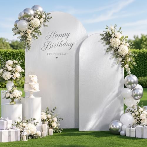 Silver Arch Backdrop Cover Set of 2(6 7.2FT), Sequin Chiara Arch Cover in 6ft+7.2ft in Silver, alternate view 5