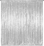 Silver Backdrop,8FT x 10FT Silver Sequin Photography Backdrop Curtain for Party Decoration in 8 x 10ft in Silver