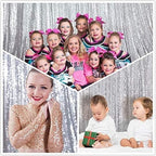 Silver Backdrop,8FT x 10FT Silver Sequin Photography Backdrop Curtain for Party Decoration in 8 x 10ft in Silver, alternate