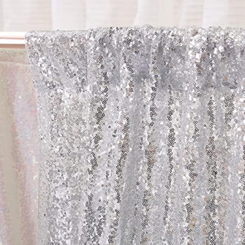 Silver Backdrop,8FT x 10FT Silver Sequin Photography Backdrop Curtain for Party Decoration in 8 x 10ft in Silver, alternate