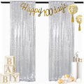 Silver Backdrops 2 Pieces Sequin Curtains 4FTx7FT Photoshoot Background Shimmer Backdrop Curtain Panels Sparkle