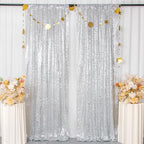 Silver Backdrops 2 Pieces Sequin Curtains 4FTx7FT Photoshoot Background Shimmer Backdrop Curtain Panels Sparkle, alternate